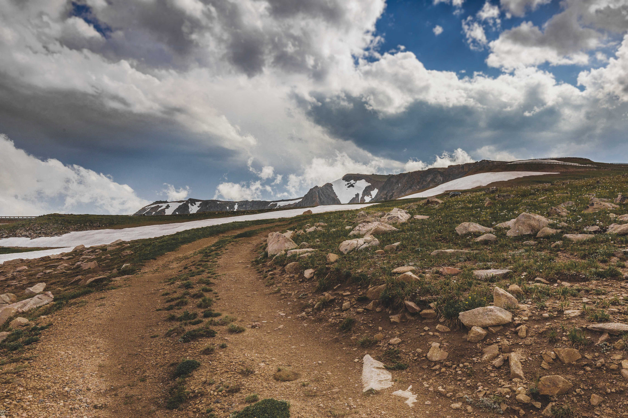 Dirt Road in Snowcapped Montana Absaroka Mountains
